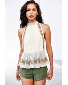 Kimchi Blue Camille Highneck Lace Tank Top - Lyst