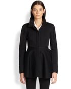 Donna Karan New York Leather-Trimmed Peplum Jacket - Lyst