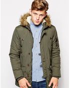 Brave Soul Parka Jacket Faux Fur Hood - Lyst