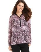 DKNY Long-Sleeve Printed Top - Lyst