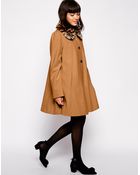 Asos Swing Coat With Contrast Faux Fur Collar - Lyst
