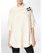 Calvin Klein Cable Knit Buckle Detail Sweater Cape - Lyst