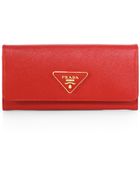 Prada Saffiano Leather Continental Wallet - Lyst