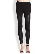 Haute Hippie Leather-Paneled Ponte Leggings - Lyst