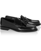 Saint Laurent Glossed-Leather Loafers - Lyst