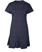 Jil Sander Navy Plaid Fared Hem Dress - Lyst