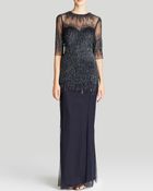 Adrianna Papell Petites Gown - Elbow Sleeve Beaded - Lyst