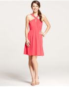 Ann Taylor Petite Silk Georgette Keyhole Halter Dress - Lyst