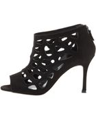 Manolo Blahnik Truffata Peeptoe Cutout Bootie - Lyst