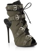 Giuseppe Zanotti Military Canvas Buckle Ankle Boots - Lyst