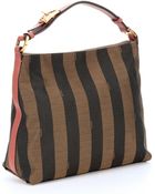 Fendi Tobacco And Pottery Canvas Top Handle Bag - Lyst