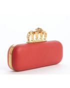 Alexander McQueen Orange and Red Skull Knuckle Box Clutch - Lyst