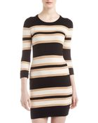 French Connection Striped Three Quarter Sleeve Dress - Lyst
