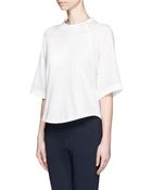 3.1 Phillip Lim Silk Sleeve Jersey Baseball T-Shirt - Lyst