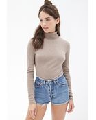 Forever 21 Heathered Turtleneck Top - Lyst