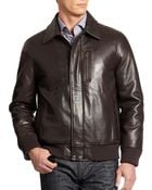 Andrew Marc Shearling Leather Bomber Jacket - Lyst