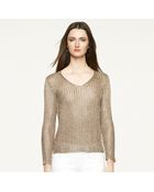 Ralph Lauren Black Label Metallic V-Neck Sweater - Lyst