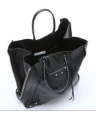 Balenciaga Black Leather 'Papier Ledger' Shopper Tote - Lyst