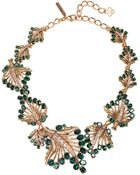 Oscar de la Renta Jeweled Leaf Necklace - Lyst