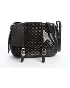 Jimmy Choo Black Mixed Leather Perforated Quilted Small 'Becka Biker' Bag - Lyst
