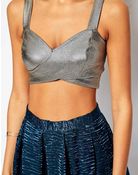 John Zack Metallic Wrap Bralet - Lyst