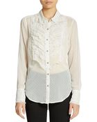 Free People Ruffled Tuxedo Blouse - Lyst