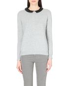 Claudie Pierlot Madame Faux Leather-Collar Jumper - Lyst