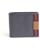 Gucci Blue Leather Web Stripe Bi-fold Wallet - Lyst