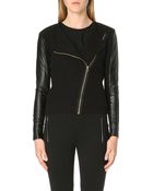 Ted Baker Rhya Leathersleeve Wool Biker Jacket Black - Lyst