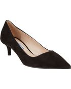 Prada Suede Kitten-Heel Point-Toe Pumps - Lyst