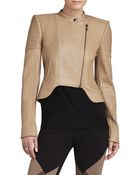 BCBGMAXAZRIA Conrad Faux-Leather Striping Moto Jacket - Lyst