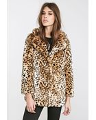Forever 21 Leopard Faux Fur Coat - Lyst
