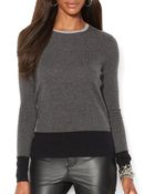 Ralph Lauren Lauren Color Block Cashmere Sweater - Lyst