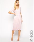 Asos Tall Drape Back Pencil Dress With Sleeve - Lyst
