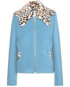 Carven Wool Jacket With Faux-Fur Trim - Lyst