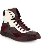 Ferragamo Leather & Suede High-Top Sneakers - Lyst