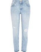 River Island Light Wash Ripped Eva Girlfriend Jeans - Lyst