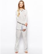 Esprit Denim Flower Long Sleeve Long Leg Pj Set - Lyst