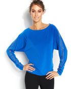 Michael Kors Michael Petite Long-Sleeve Studded Top - Lyst