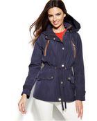 Michael Kors Michael Faux-Leather-Trim Hooded Anorak Jacket - Lyst