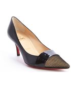 Christian Louboutin Black Leather Fabric Accent 'Gladiator 70' Pumps - Lyst