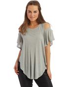 Free People Asymmetrical Tee With Shoulder Cut Outs - Lyst