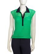 Nanette Lepore Sheer Stripe Contrast Collar Top - Lyst