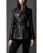 Burberry Leather Biker Detail Trench Jacket - Lyst