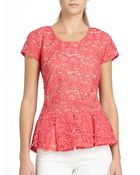Madison Marcus Lace Peplum Top - Lyst