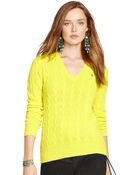 Polo Ralph Lauren Cable-Knit V-Neck Sweater - Lyst