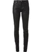Saint Laurent Leopard Print Skinny Jeans - Lyst