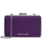 Michael Kors Elsie Saffiano Leather Box Clutch - Lyst