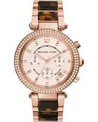 Michael Kors Parker Tortoise Acetate Watch - Lyst