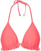 Topshop Coral Textured Triangle Bikini - Lyst